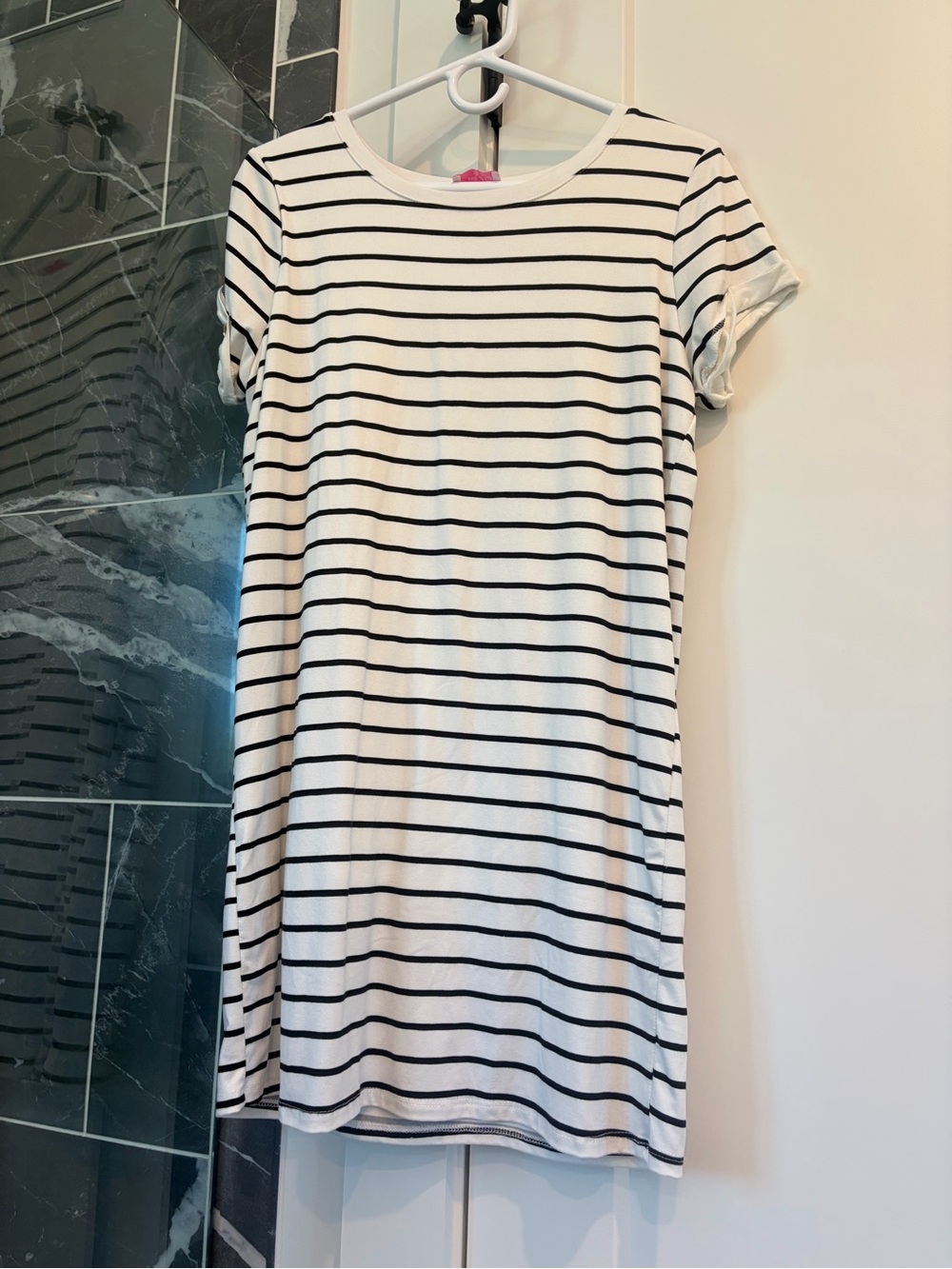 Pink Lily Black & White Striped Tee Dress
